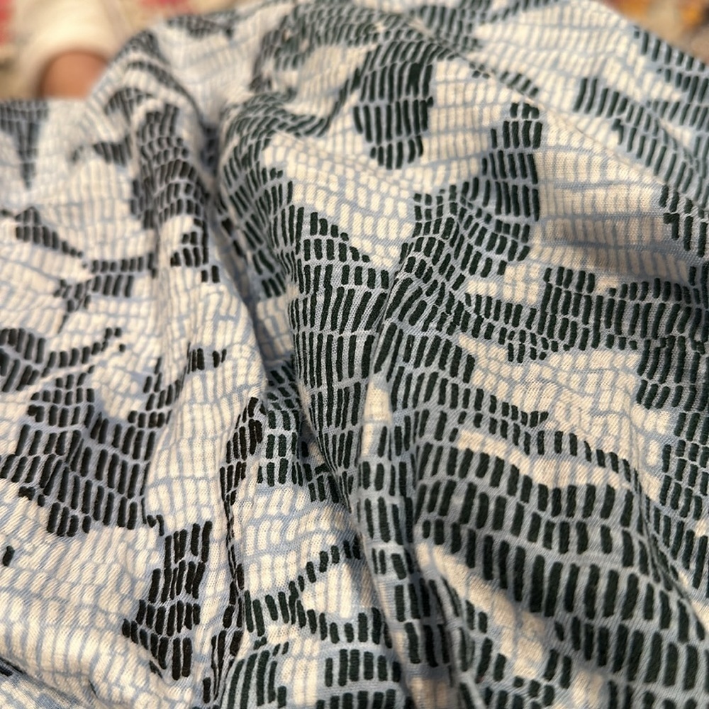 Proenza Schouler Barneys New York Mia Cotton Long Sleeve Blue White Print Tshirt View 4